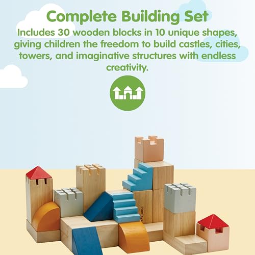 Image of PlanToys Creative Blocks Wooden Montessori Building and Imagination Toy in Orchard Shade | Fine Motor, Spatial Reasoning and Early STEM Learning Activity | Eco Friendly Open Ended Play Set