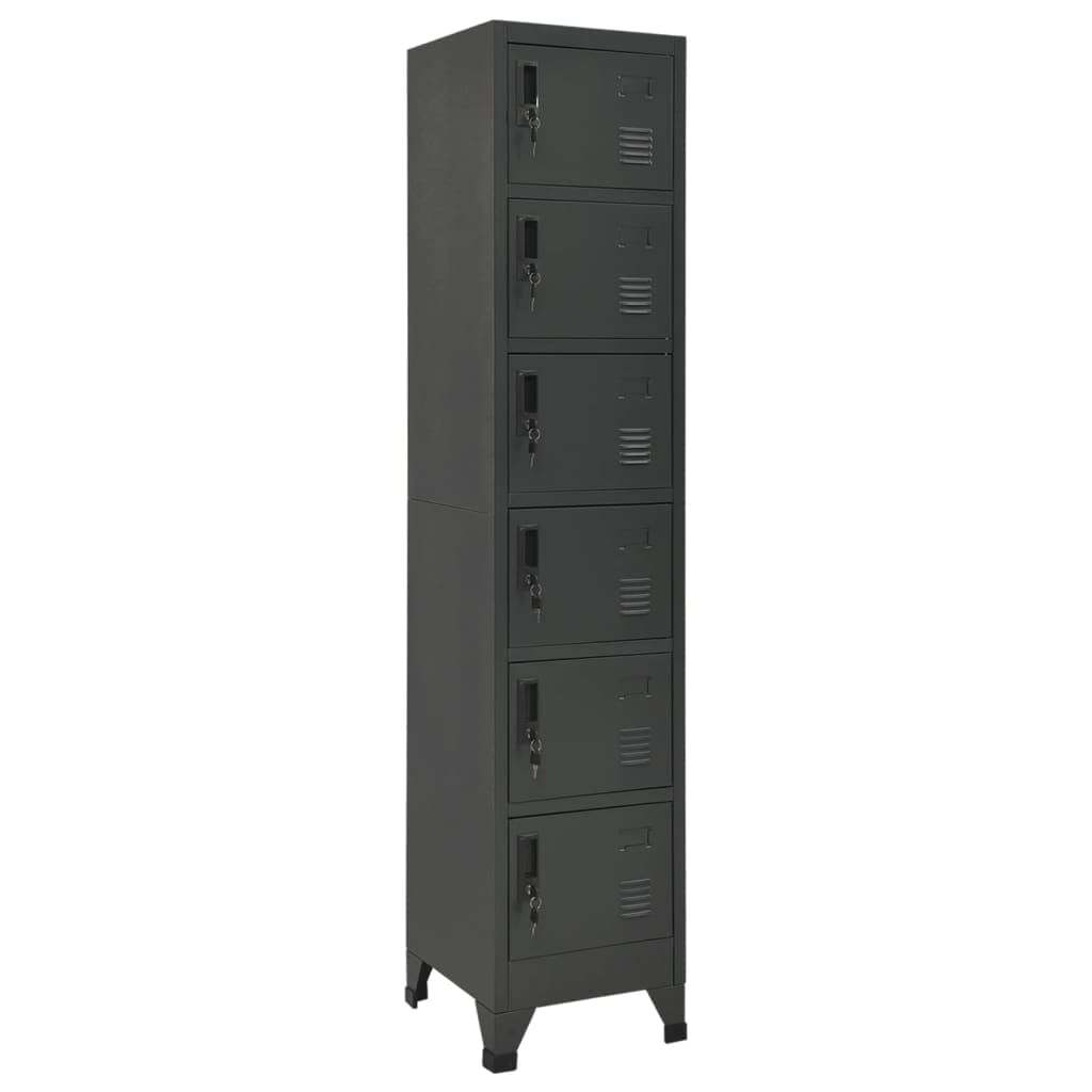 Armadio per armadietti Acciaio 38x40x180 cm Antracite | Porte chiudibili, prese d'aria, portaetichette, grande spazio di archiviazione, per scuola e ufficio
