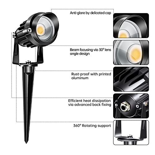 Lavaed 10W Led Landscape Lights With Connectors 12V Low Voltage Landscape Lighting Outdoor Spotlights 1000Lm Warm White Waterproof Garden Uplights For Pathway,Patio,Tree,Flag,Yard(8 Pack) #TOP2