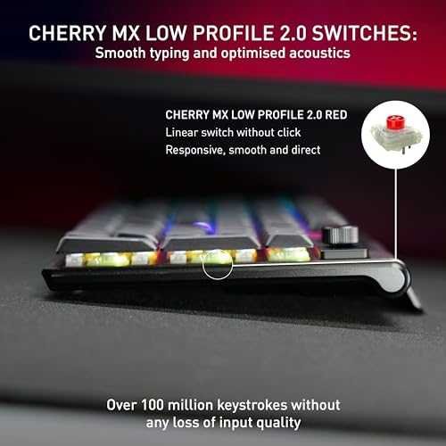 Image of MX 10.1 Wireless, Cordless Low-Profile Gaming Keyboard | Multi Device with Rotary Knob Display MX LP 2.0 Red Switches, Black