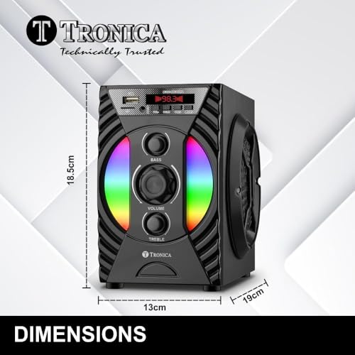 Image of TRONICA Enjoy V2 30W Portable Bluetooth Home Theater System | Wooden Multimedia Speaker for Smart TV, Mobile, Laptop | Supports USB, AUX, FM Radio & Remote & Display | Cinematic Sound for Home