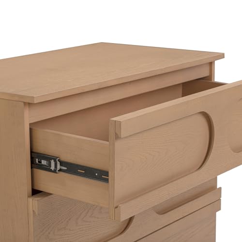 Image of Nathan James Iris 3 Drawer Dresser, Mid-Century Modern Solid Wood Dresser for Bedroom, Raw Oak
