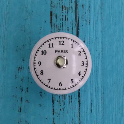 Southst 1xClockface Knob, Decorative Round Black/White Clock Cabinet Handle, Bureau Dresser Drawer Pull, Unique Cupboard Knob - (Color: Digital Clock)