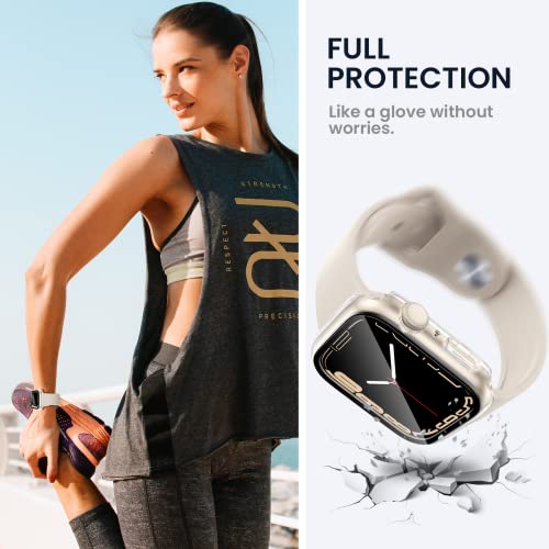 Image of Tensea for Waterproof Apple Watch Screen Protector Case SE2 Series SE 6 5 4 40mm Accessories, iWatch Protective PC Face Cover Built-in Tempered Glass Film, Sweatproof Bumper for Women Men 40 mm