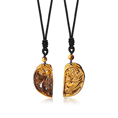 COAI Genuine Stone Phoenix Dragon Matching Couple Necklaces