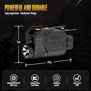 Darkfang 680 lumens Combo Laser à lumière Tactique, Flash Tactique stroboscopique à Faisceau Rouge pour Piste Picatinny