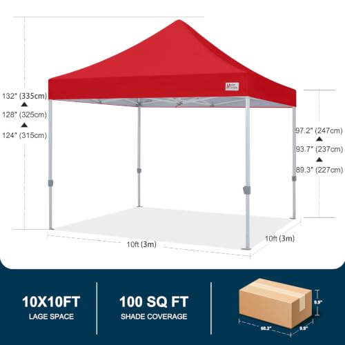 Image of MASTERCANOPY 10x10 Heavy Duty Pop Up Canopy Tent with Roller Bag(Red)