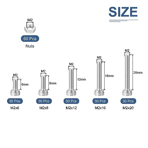 DTGN 210Pcs M2 Metric Screw Assortment, Bolts and Nuts Kit - Image 2