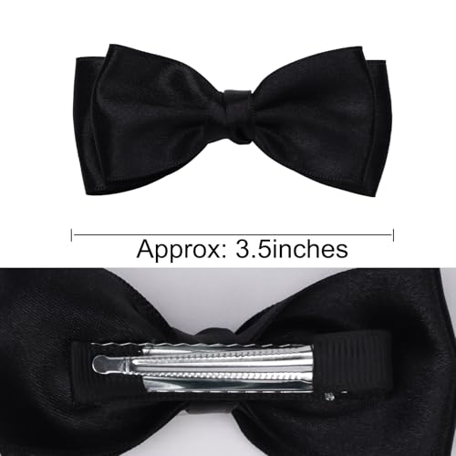 Pinzas para cabello niños lazo grosgrain 3.5 pulg negro miniatura 4