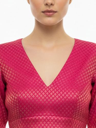 Image of Thevasa Women's Everyday Divine Depth V Neck Half Sleeves Blouse