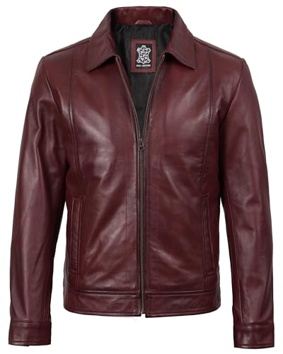 Image of fjackets Men's Real Lambskin Leather Jacket - Shirt-Collar Moto Biker Style Year-Round Wear