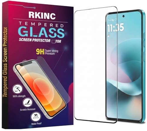 Image of RKINC Tempered Glass for Motorola G67 Power 5G Military Grade Gorilla Screen Guard Protector | With Installation Kit | Edge to Edge Coverage | Black