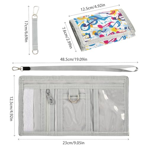 ALAZA Kids Wallets for Boys Girls Toddler Trifold Wallet Children Small Colorful Music Notes with Zipper Coin Pocket3