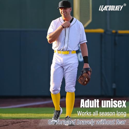 Image of LEACOOLKEY Baseball Belt and Socks Combo Set Adjustable Softball Socks and Elastic Belt for Youth and Adult