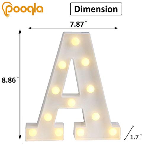 Pooqla LED Marquee Letter Lights Sign, Light Up Alphabet Letter for Home Party Wedding Decoration A - Thumbnail 3