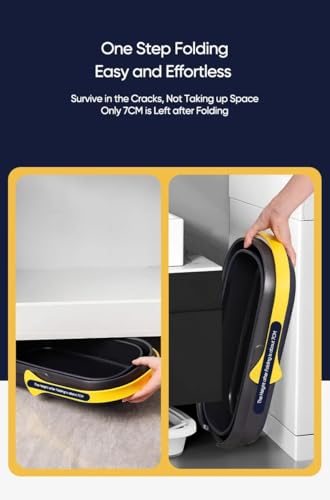 Image of MinuteToCleanIt Plastic Multipurpose Collapsible Bucket - 12L, Square Shape with Single Handle, Foldable and Easy to Store, Ideal for Home Cleaning, Camping, and More