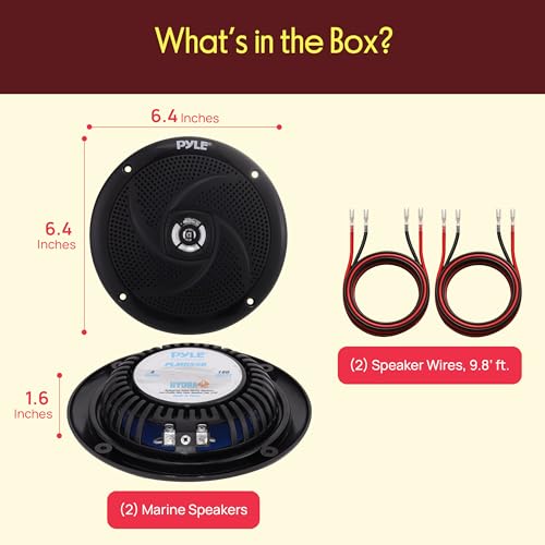 Image of Pyle Waterproof Marine Speakers - Pair of 5.25 inch 180 Watt Low Profile Slim Style System - Weather Resistant Outdoor Rated Speakers for Boat, Patio, Poolside, Deck, Home (Black)