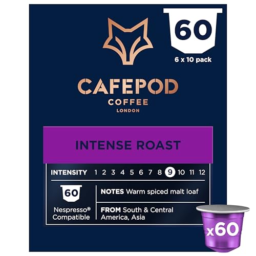 CafePod Lungo Coffee Pods - Compatible with Nespresso Coffee Machine, Intensity 9 with Sweet and Nutty Malt Loaf Richness - Rainforest Alliance Sourced - Intense Roast 60 Capsules
