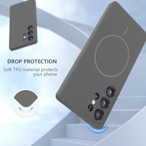 Image of DIZORO Microfiber Candy Case Compatible for Samsung S24 Ultra 5g Magnetic Silicone Case, Compatible with MagSafe, Anti-Scratch Soft Non-Slip Full Body Protective Back Cover (New Titanium)