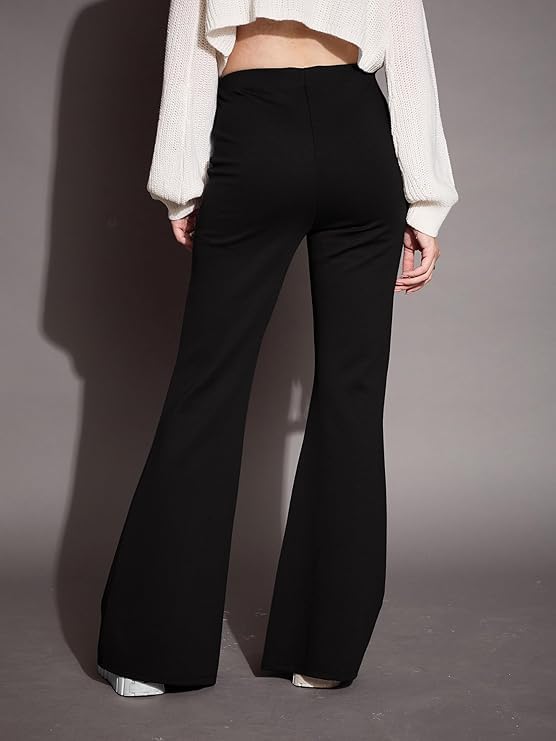 Pantalon évasé taille haute femme KULIA en maille stretch confortable - 4