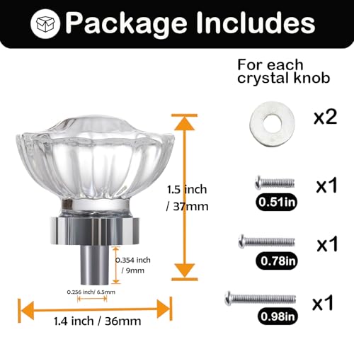 Image of 4 Pack Polished Chrome Crystal Cabinet Knobs for Drawer,1.5 inch
