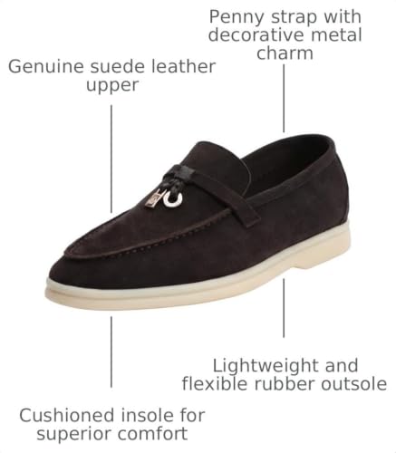Image of Women's Summer Charms Suede Loafers - Premium Sheepskin Unlined Upper,Classic or Styles with Metal Detail for Casual, Office, Travel & All Day Wear