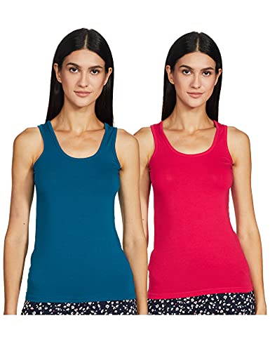 Image of Longies Women's Sleeveless Camisole (LWSLTPO2V001 Blue & Rani08 M)