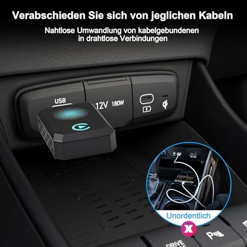 Image of Wireless Carplay Adapter, Convert Wired to Wireless CarPlay, Compatible with CarPlay, Plug and Play, Type-C /USB, Suitable for 800+ Vehicles (Blue)