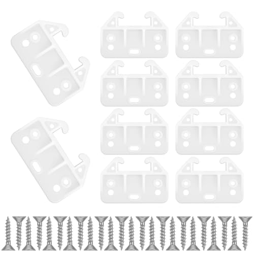 Tyqour 10 Pcs Plastic Drawer Guides with 20 Pcs Screws, Small Drawer Track Guides for Furniture Dressers Hutches and Drawers Systems (White, 2.36 in x 1.61 in)
