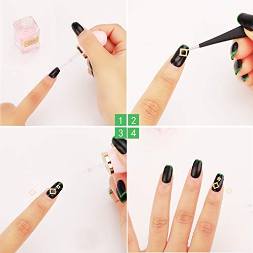 Gukasxi 3D Nail Art Charms Nail Jewels Supplies 1000 Pcs Gold Metal Punk Square Rivet Gems Nail Art Jewels Decal 2 Sizes… – Bild 4