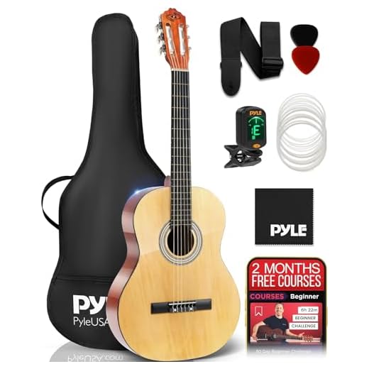Pyle Guitarra Acústica para Zurdos de ¾ Tamaño – Guitarra Clásica de 6 Cuerdas de 36” para Principiantes con Estuche, Afinador Digital, Correa, Cuerdas, Púas – Ideal para Estudiantes Zurdos