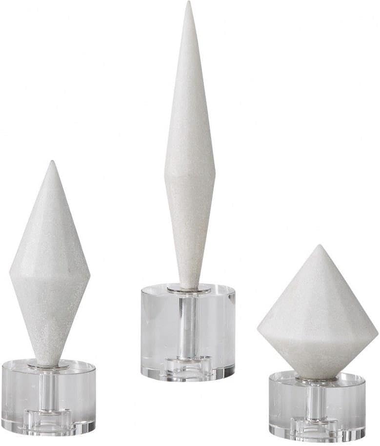 Alize White Diamond Crystal Sculpture Trio, 14" High