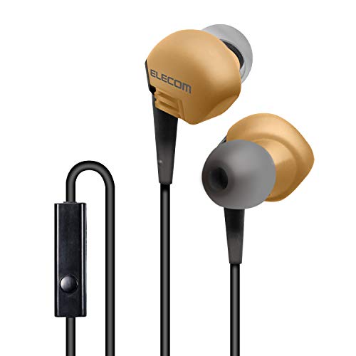 エレコム ステレオ イヤホン セミオープン型 〈Grand Bass〉 ダイナミックドライバー φ10mm マイク付き ゴールド EHP-GB10MXGD