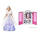 Barbie GKH26 - Dreamtopia Schneezauber Prinzessin Puppe mit Haarbürste und Diadem, Spielzeug ab 3 Jahren & GBK11 - Tragbarer Kleiderschrank mit Kleiderbügel