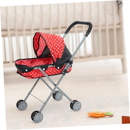 Alasum Realistischer Puppenwagen mit Sicherem Weichem Griff und Stabiler Rahmen Puppenwagen für Mädchen Fördert Hand Auge Koordination und Sensorisches Spielspaß Teilig Rot Schwarz – Bild 6