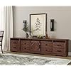 Wampat farmhouse tv stand with charging station and usb ports for tvs up to 110 tvs3 in 1 wood entertainment center with 10 drawers and adjustable shelves for living room rustic brown  urban country home decor