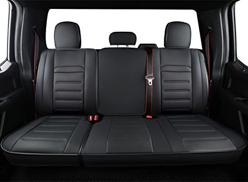 LUCKYMAN CLUB Rear Seat Covers fit for 2015-2024 2025 F150 SuperCrew, and 2017-2024 2025 F250 F350 F450 Super Duty Crew Cab (Rear, Black)
