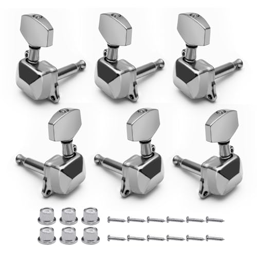 MAXCHEER 6R - Juego de llaves de afinación semicerradas para guitarra acústica o eléctrica (plata,...