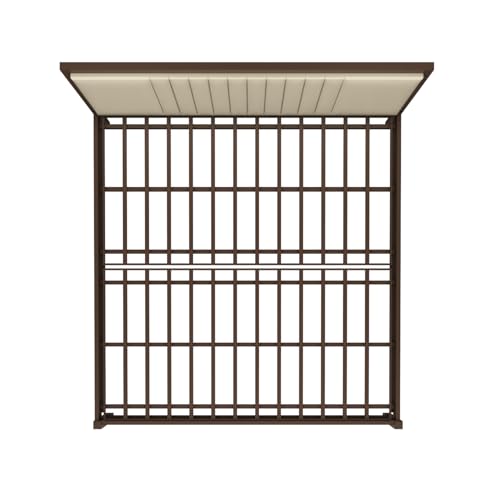 Image of Homdec Venus Wall-Supported Upholstered Headboard Metal Bed (Brown, King (U.K. Standard))