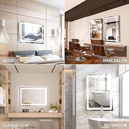 Image of LED Bathroom Mirror | Front 3-Color Light & Warm Back Glow | Dimmable, Defogger, Memory Function | Modern Vanity Wall Mirror (60x90 cm)