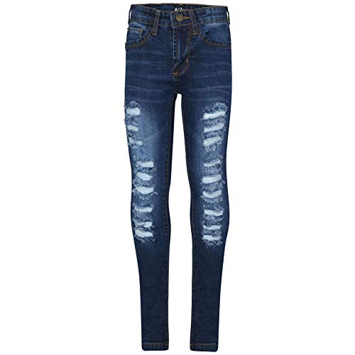A2Z 4 Kids Girls Denim Ripped Jeans Dark Blue Comfort Skinny Stretch Jeans Lightweight Cotton Denim Pants Age 3-14 Years