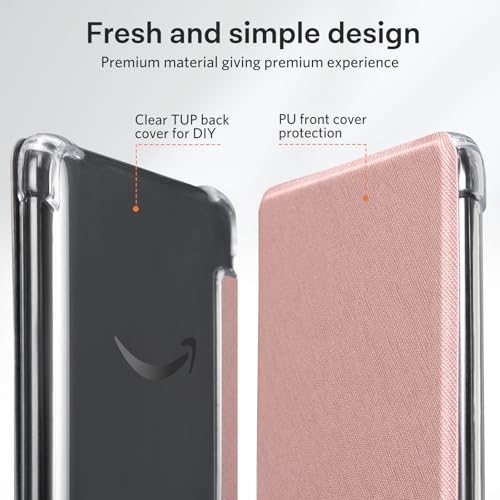 Image of CoBak Case for 6 inch Kindle 11th Gen (2024 and 2022 Release) - Ultra Slim Transparent Clear TPU Back Shell Protective Cover with Auto Wake /Sleep for Kindle 11th Generation 2024 Release, Rosegold