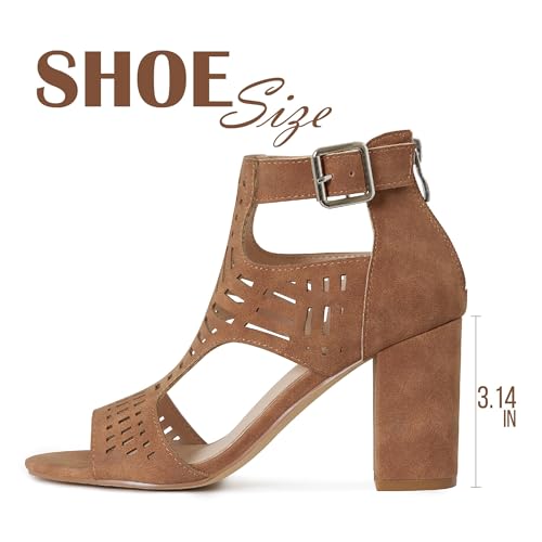 AOSPHIRAYLIAN Heeled Sandals for Women Open Toe Chunky Heels for Women Bohemian Cutout Wedge Summer Heels Block Heeled Party Sandals Womens - Image 7