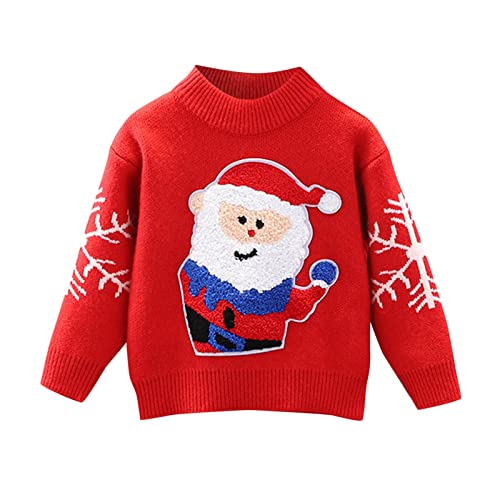 Xmas Cartoon Print Sweaters for Toddler Kids Girls Boys Crewneck Knitted Pullover Fall Winter Warm Tops