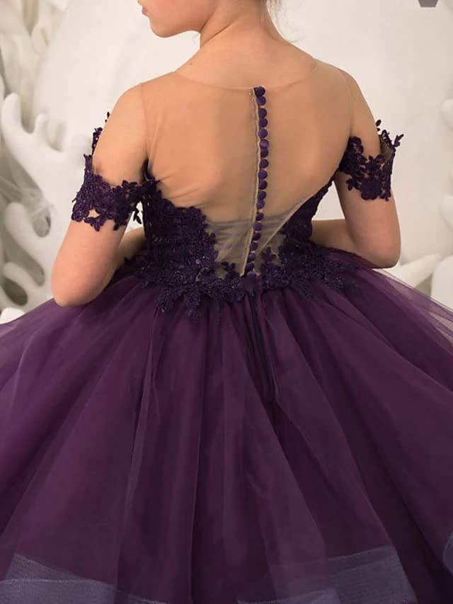 Christmas Flower Girl Dresses for Wedding Kids Button Draped Tulle Ball Gowns for Kids4