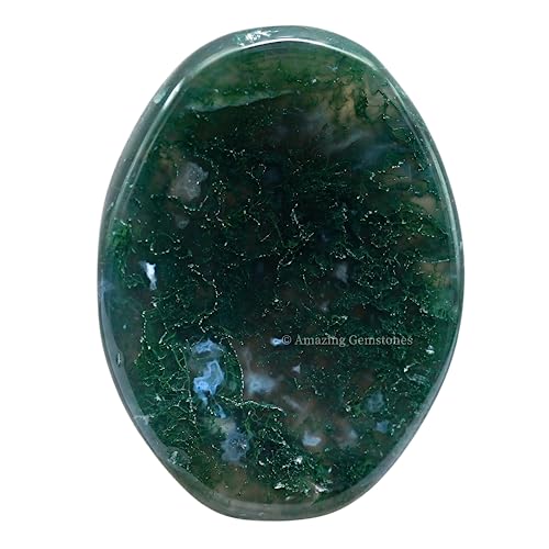 Image of Amazing Gemstone Moss Agate Worry Stone Crystals and Healing Stones - Worry Stones for Stress Relief Gifts - Piedra Crystal Fidget for Meditation, Calming, Relaxation