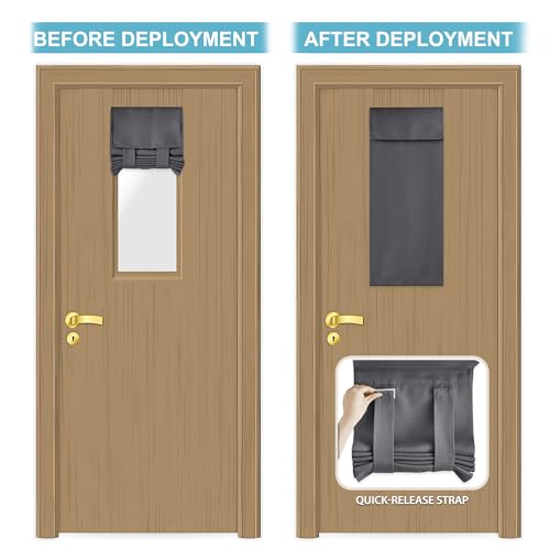 Image of RYB HOME Classroom Door Window Cover, Blackout Shades for Classroom Windows and Doors Cover Lockdown Shades, Room Darkening Design Blocks Views, W 12 x L 30, 1 Panel, Grey