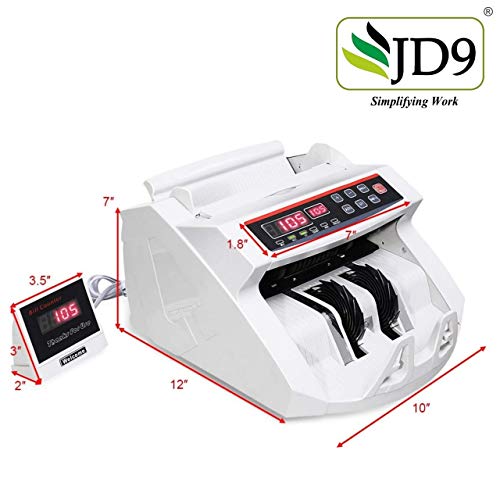 Image of JD9 Note Counting /Currency Counting Machine Note Counting Machine with UV /MG Counterfeit Notes Detection Function and External Display (Counting Speed - 1000 Notes /Min) (White)