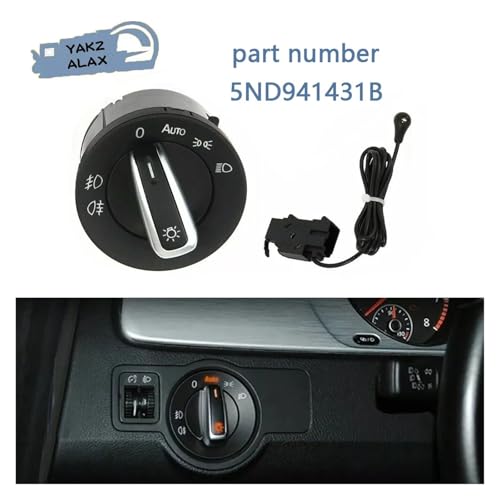 Bouton chromé interrupteur de phare au design soigné pour Passat B6 - 6