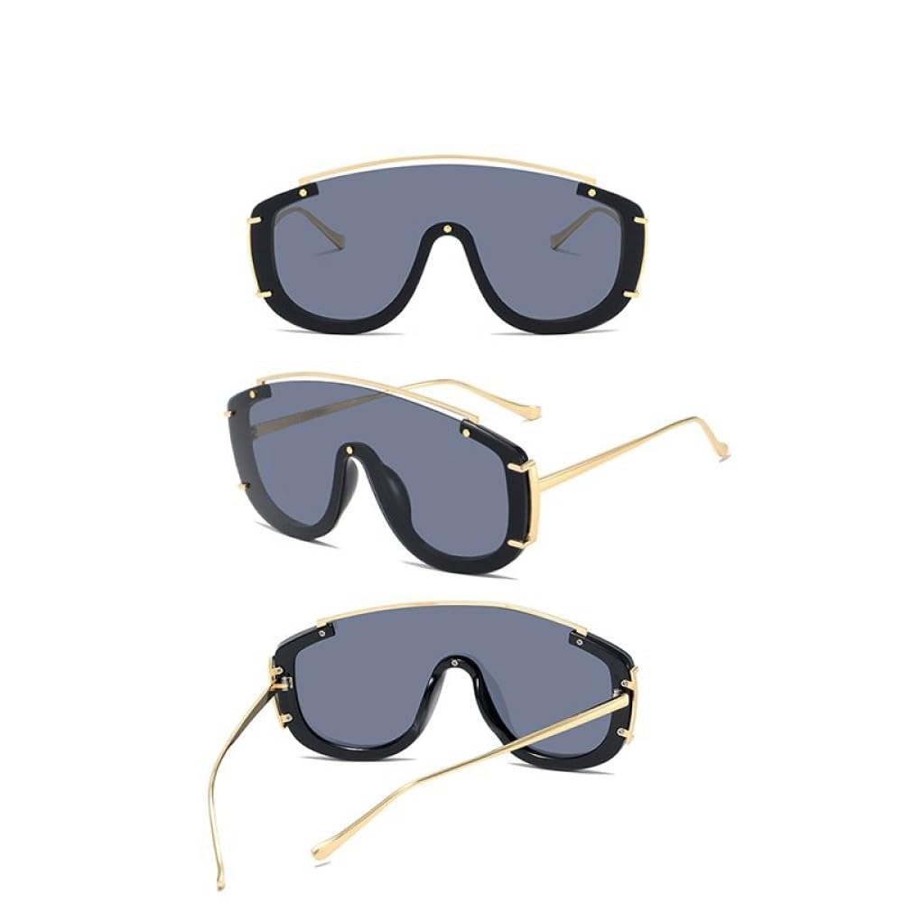 Gafas de sol cuadradas vintage de moda para mujeres y hombres, gafas de sol de gran tamaño de una pieza, gafas de sol de lujo a la moda